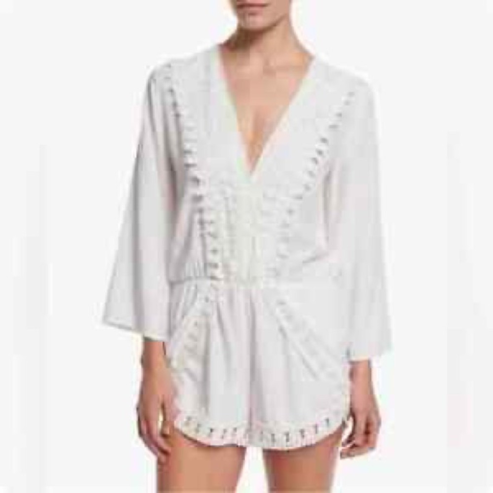 La Blanca white eyelet lace romper swimsuit cover up size medium - Picture 1 of 16
